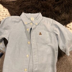 GAP Light Blue Kids Button Down Shirt with Bear Embroidery